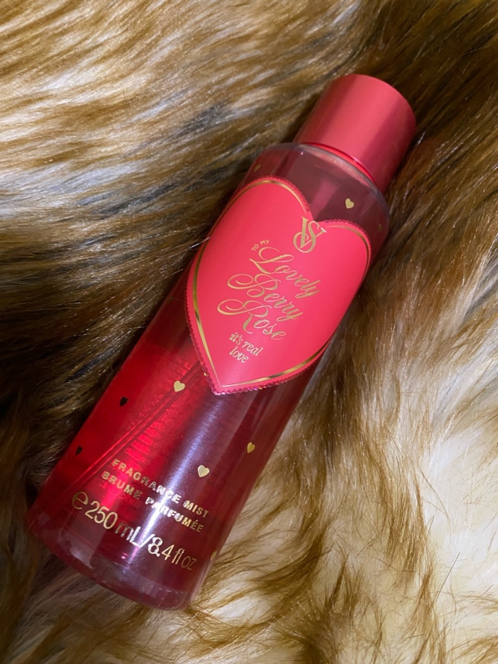 NEW Victoria's Secret Lovely Berry Rose Fragrance Mist - Red Pink Bottle